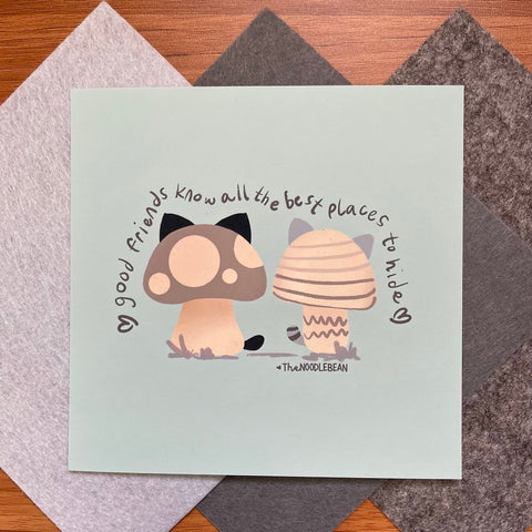 Mushroom Print - Good Friends with Text